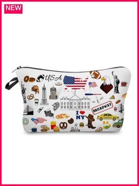 Polyester Travel Cosmetic Bag Small Makeup Pouch Zipper Case